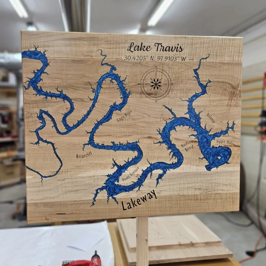 Custom Wood & Epoxy Lake Wall Art