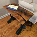 Reclaimed Barnwood Side Table with Elegant Metal Legs
