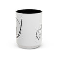 Liberating Wood Logo Accent Coffee Mug — Minimalist Black Script Mug (11/15oz)