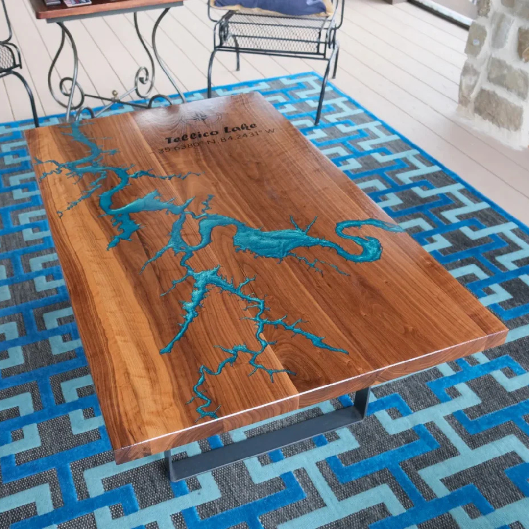 Custom Wood & Epoxy Inlay Table Top – Liberating Wood