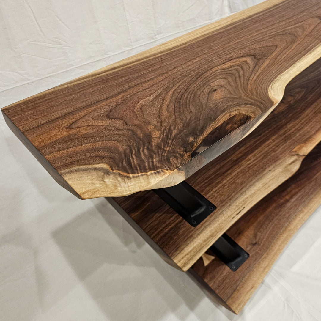 Custom Live-Edge Media Consoles