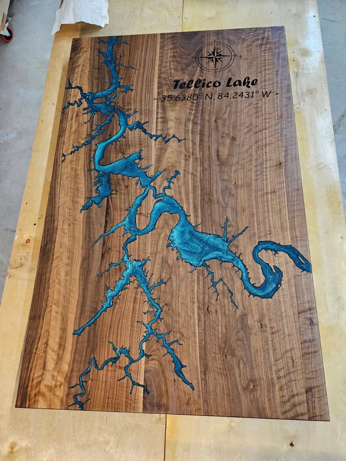 Custom Wood & Epoxy Inlay Table Top