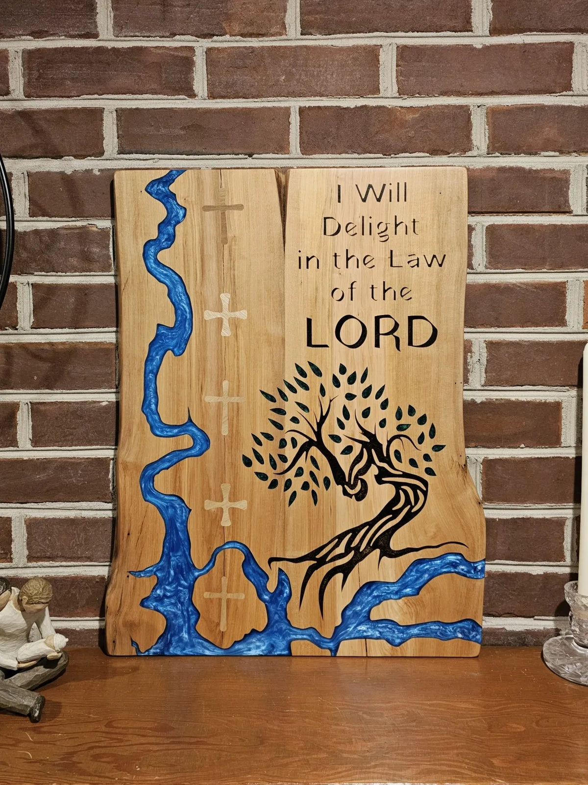 Wooden Sign with Epoxy Inlay Inspired by Psalm 1
