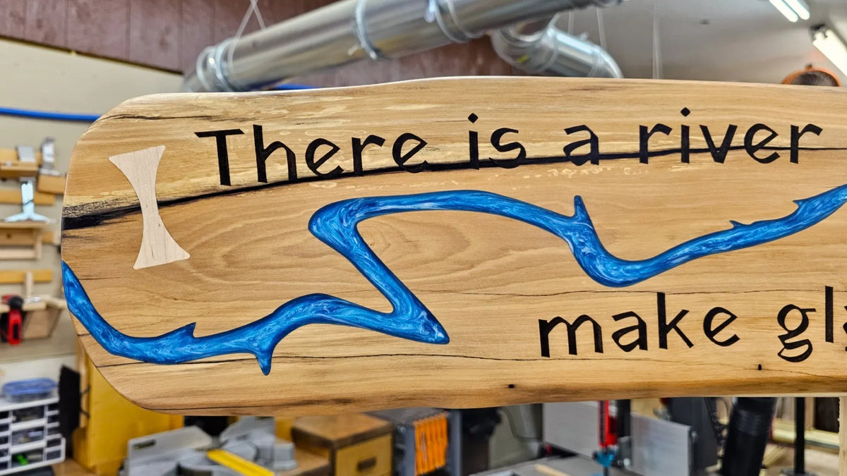 Wooden Sign of Psalm 46:4 with Brilliant Blue Epoxy River
