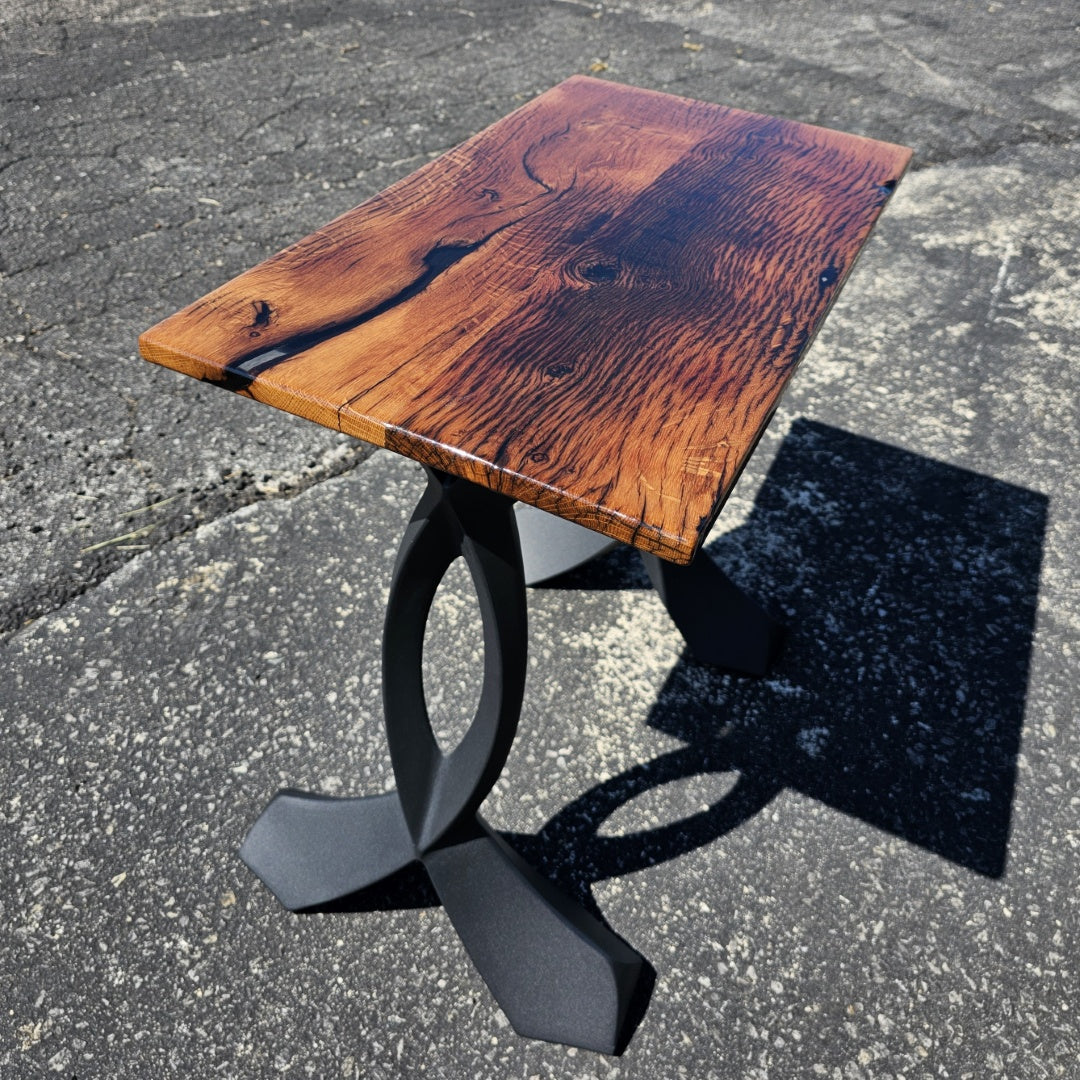 Reclaimed Barnwood Side Table with Elegant Metal Legs