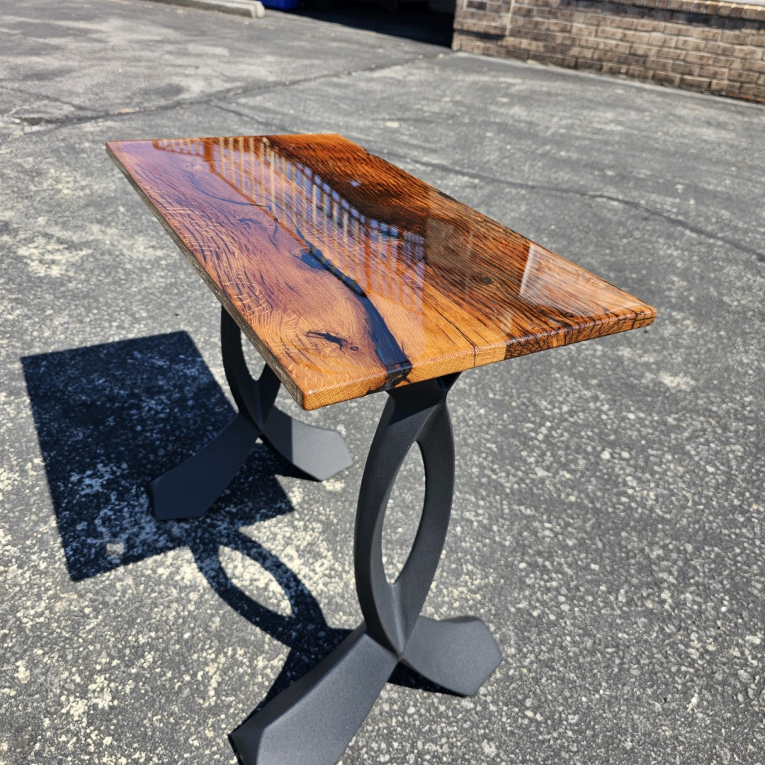 Reclaimed Barnwood Side Table with Elegant Metal Legs