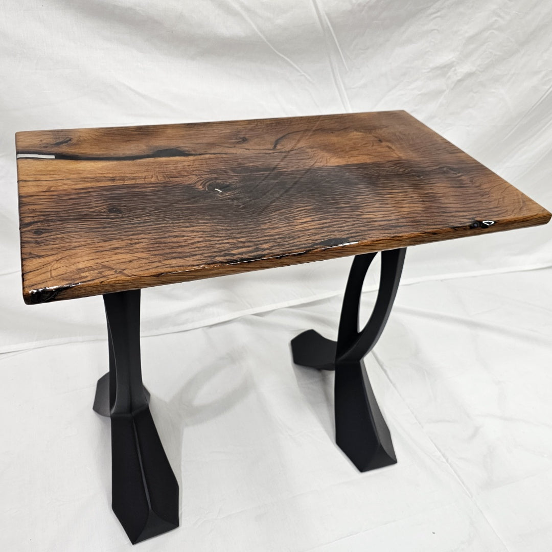 Reclaimed Barnwood Side Table with Elegant Metal Legs