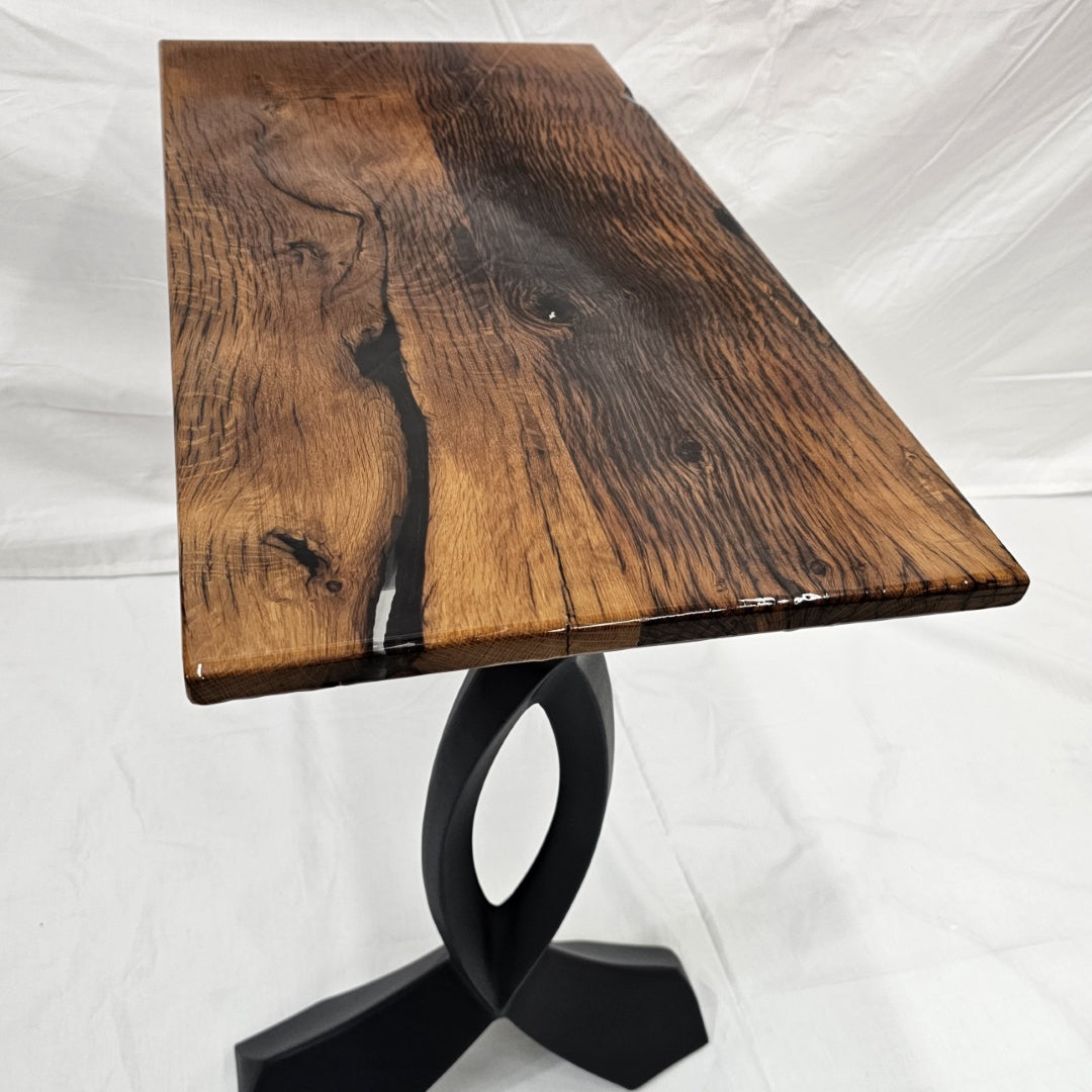 Reclaimed Barnwood Side Table with Elegant Metal Legs