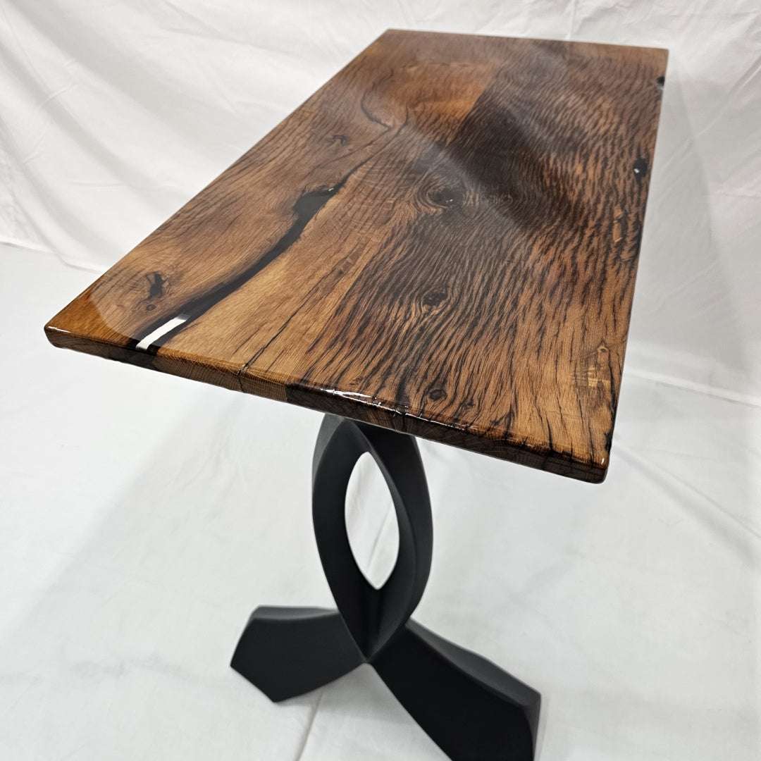 Reclaimed Barnwood Side Table with Elegant Metal Legs