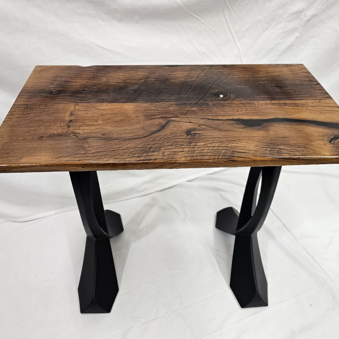 Reclaimed Barnwood Side Table with Elegant Metal Legs